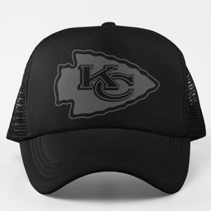 NEW Kansas City Chiefs Tonal Logo Foam Trucker Mesh Snapback Hat BLACKOUT